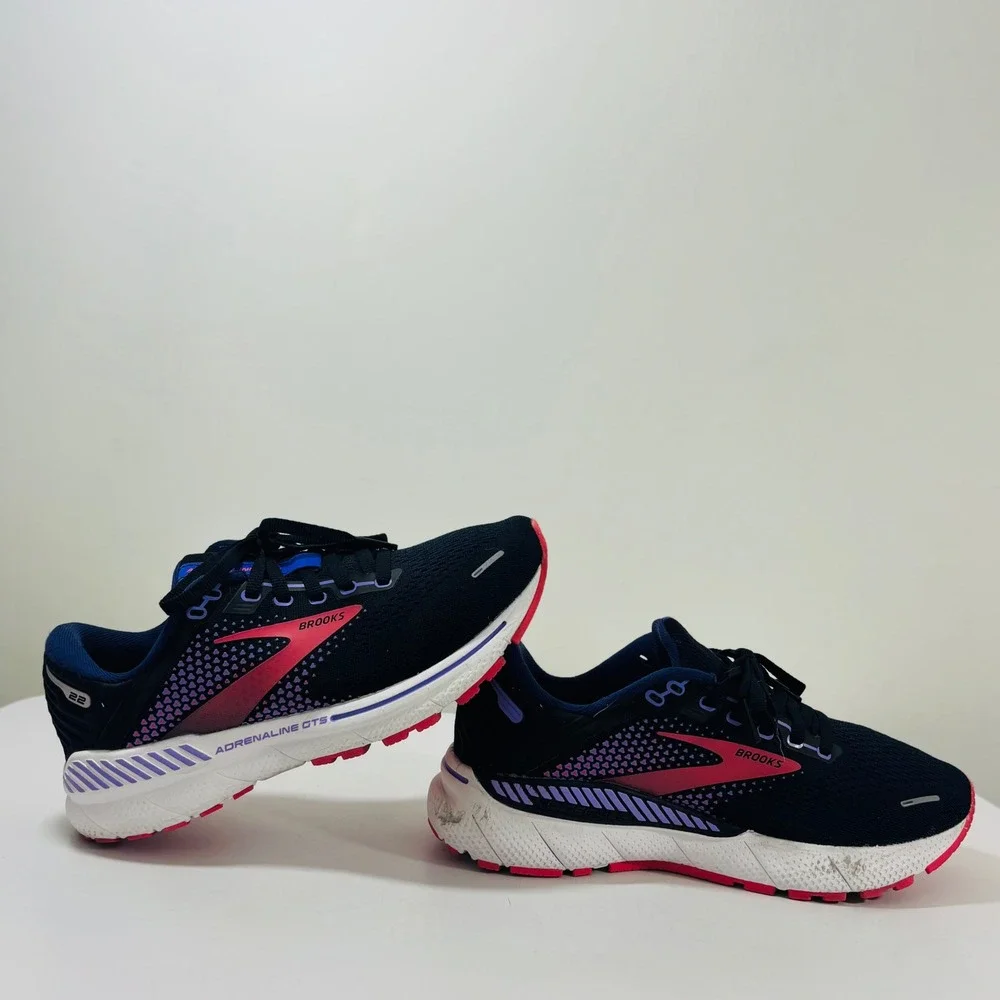 Brooks Adrenaline GTS 22 Black/Purple/Pink 1203531B080 Women Running Shoes 6.5 - Picture 2 of 10